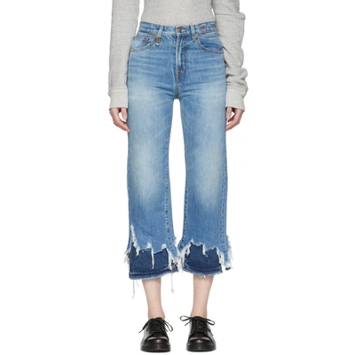 R13 Blue Double Shredded High-rise Camille Jeans In Jasper Dsh | ModeSens