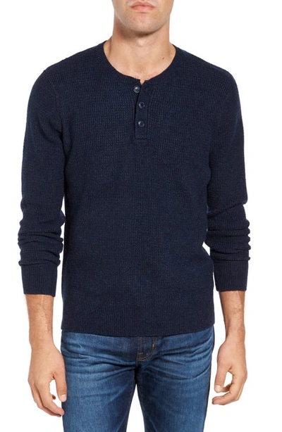 Schott Men's Wool Blend Henley Sweater In Navy