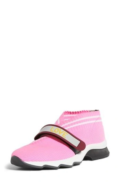 Fendi Perforated Touch Strap Sneakers In Pink