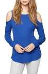Sanctuary Bowery Cold Shoulder Thermal Tee In Electric Blue