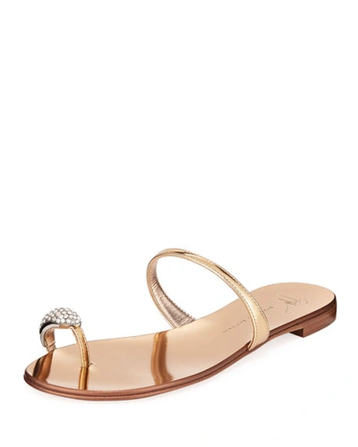 Giuseppe Zanotti Crystal-embellished Flat Toe-ring Sandals In Gold