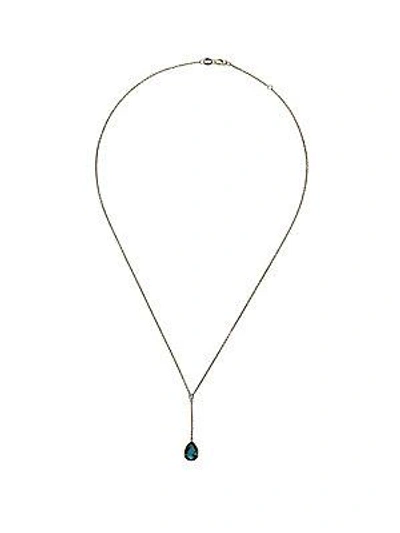 Saks Fifth Avenue 14k Yellow Gold Pear Shaped Drop Necklace In Blue