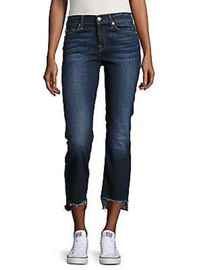 7 For All Mankind Step Hem Cropped Jean In Dark Paradise