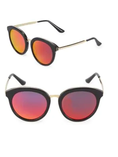 Aqs Mirrored 54mm Oval Sunglasses In Black Gold