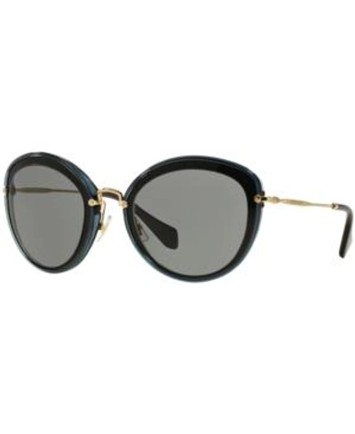 Miu Miu Round Sunglasses, 54mm In Gray Black/gray Solid