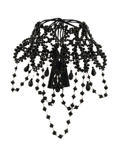 Night Market Beaded Oversized Choker Necklace In Black