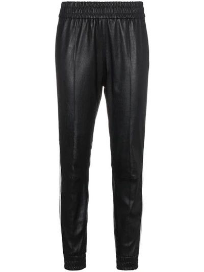 Sprwmn Leather Track Pants With Stripes In Black