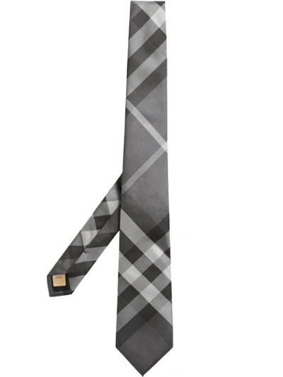 Burberry Modern Cut Check Silk Twill Tie In Grey