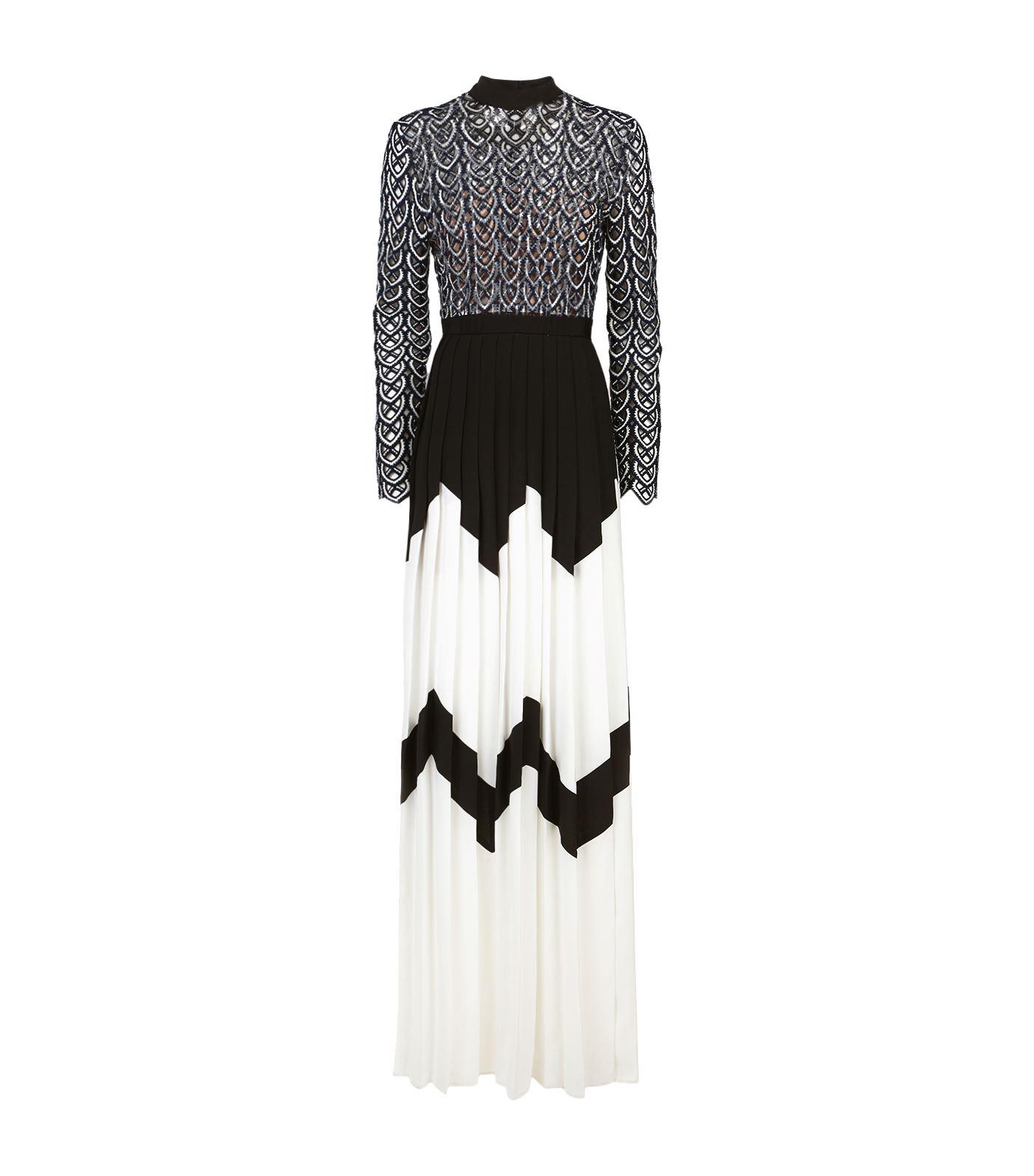 self portrait sweetheart crochet maxi dress