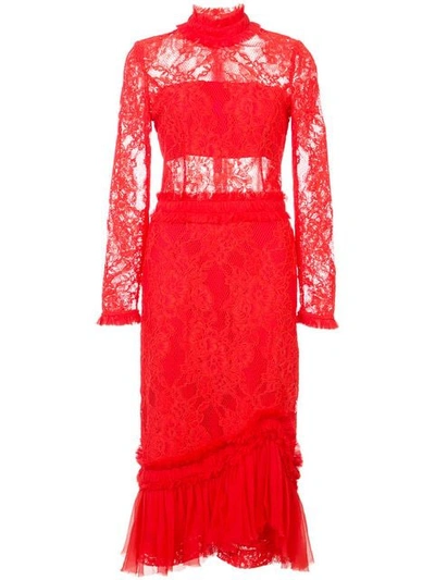 Alexis Anabella Lace Midi Dress In Red