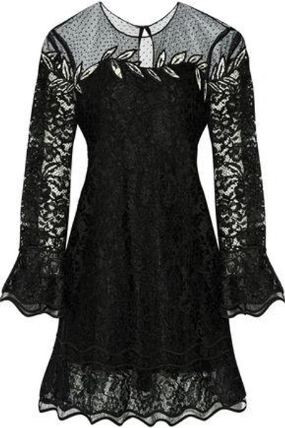 Sachin & Babi Woman Julliard Embroidered Tulle And Corded Lace Mini Dress Black