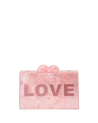 Bari Lynn Girls' Like/love Glittered Acrylic Box Clutch Bag In Pink