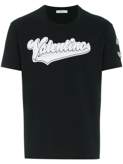Valentino Terrycloth Logo Cotton Jersey T-shirt In Black