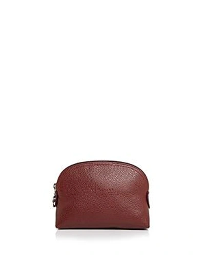 Longchamp Le Foulonne Dome Cosmetics Case In Red Lacquer/silver