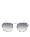 Chloé Nola Round Aviator Sunglasses, 54mm In Gold/blue Solid