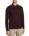 Fred Perry Twin Tipped Long Sleeve Slim Fit Polo Shirt In Mahogany Black Oxford
