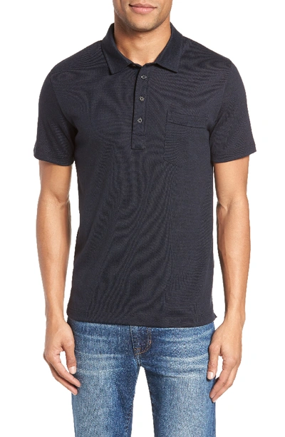 Billy Reid Smith Short Sleeve Polo Shirt In Indigo