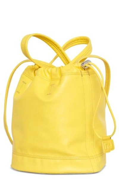 Rabanne Medium Pouch Faux Leather Tote - Yellow In Black