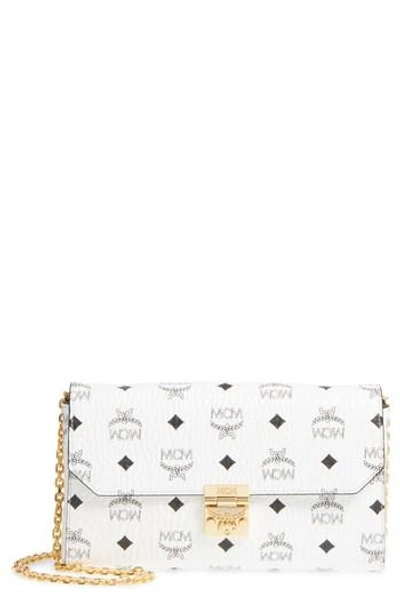 Mcm Millie Monogrammed Leather Crossbody Bag - White