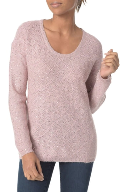 Nydj Drop Shoulder Marled Sequin Sweater In Rosedust