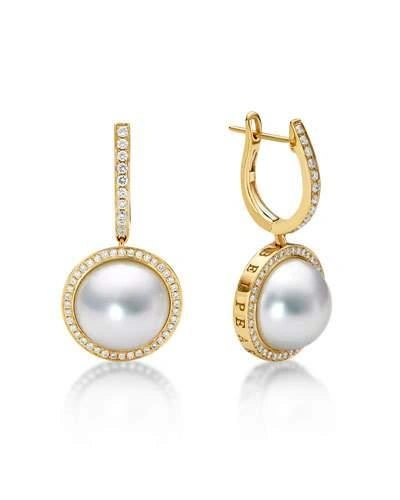 Belpearl Kobe Classic Diamond & Pearl Bezel Drop Earrings
