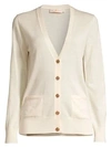 Tory Burch Madeline Merino Wool Cardigan In Safari Melange