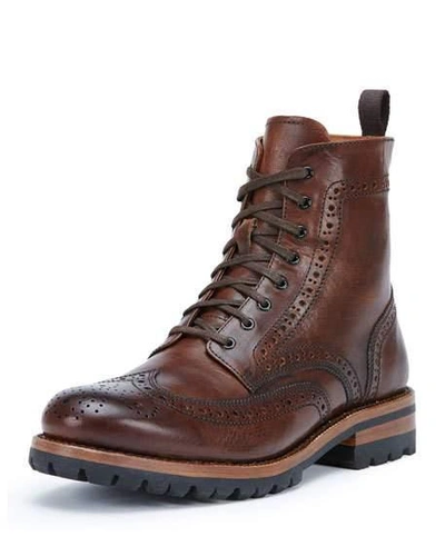Frye George Lugged Brogue Lace-up Boots, Cognac