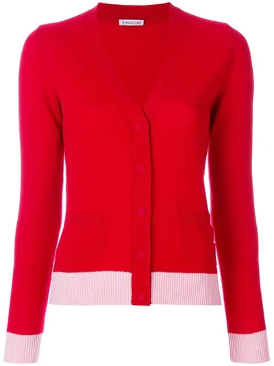 Moncler Maglione Cashmere Cardigan In Red