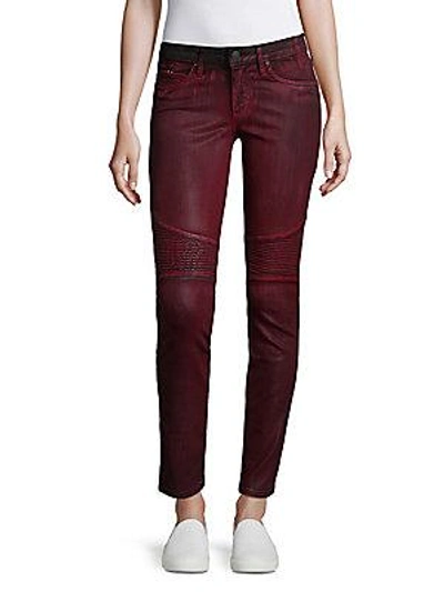 Robin's Jean Button Fly Motorcycle Jeans In Red