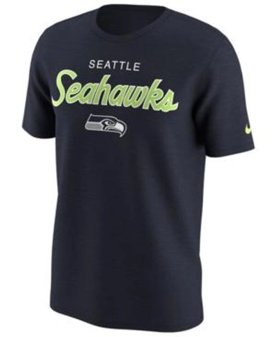 Nike Men's Seattle Seahawks Sports Specialty Script T-shirt In Navy