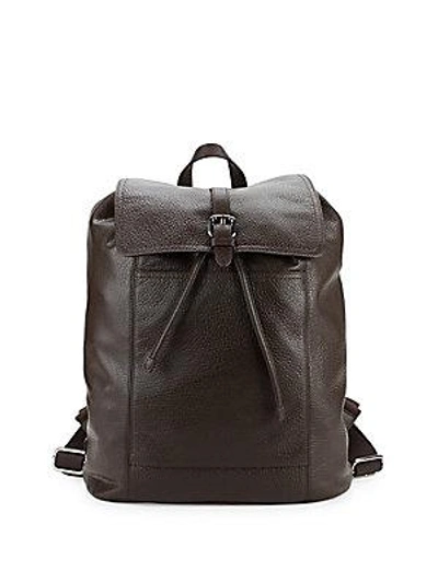 Cole Haan Flap Leather Backpack In Black