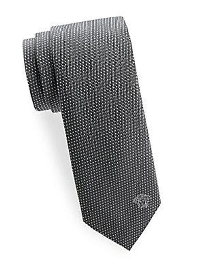 Versace Woven Silk Tie In Grey