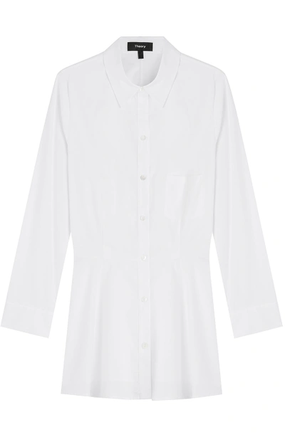 Theory Maraseille Band Collar Cotton Top In White