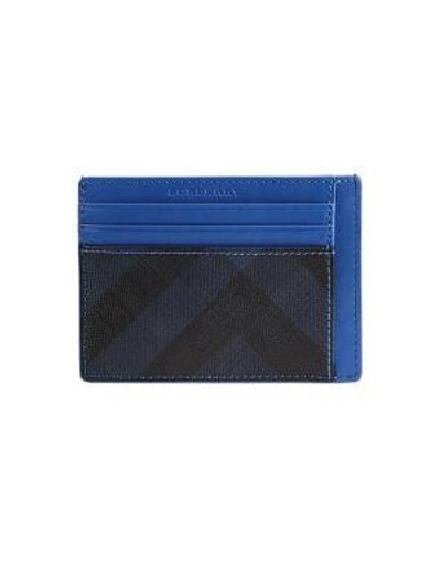 Burberry Contrast Trim Smoke Check Card Case In Navy/blue