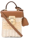 Mark Cross Women's Benchly Leather-trimmed Rattan Crossbody Bag In Brown
