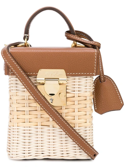Mark Cross Women's Benchly Leather-trimmed Rattan Crossbody Bag In Brown