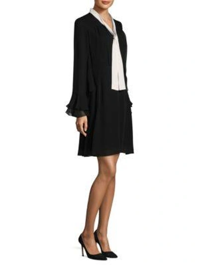 Kobi Halperin Ruffle Bell-sleeve Silk Dress In Black
