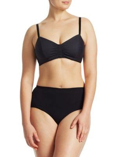 Malia Mills Soft Ruched Triangle Bikini Top In Signature Black