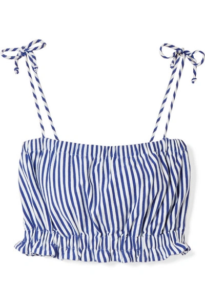 Mds Stripes Taylor Cropped Striped Cotton-jersey Top In Cobalt