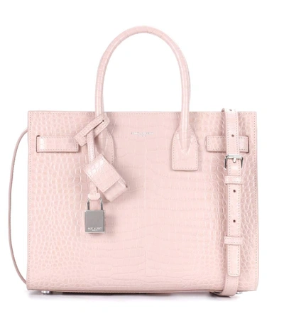 Saint Laurent Sac De Jour Baby Croc-effect Leather Tote In Pink