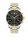 Movado Men's Swiss Chronograph Series 800 Two-tone Pvd Stainless Steel Bracelet Diver Watch 42mm In Black Dial