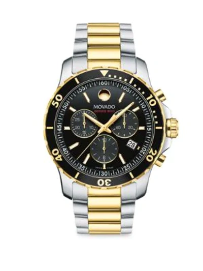 Movado Men's Series 800 Chronograph Watch With 2-tone Bracelet In Black