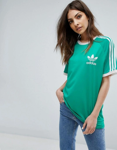 Adidas Originals Green California T-shirt - Green In Green