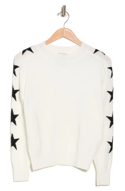 Sweet Romeo Star Print Sleeve Sweater In Ivory/ Black