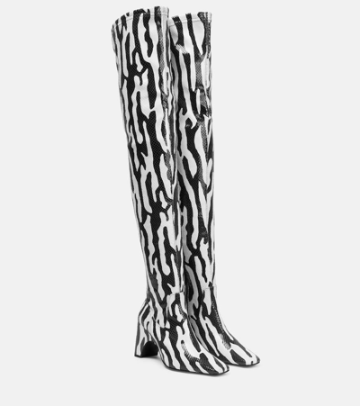 Coperni Zebra-print Stretch Thigh-high 100mm Boots