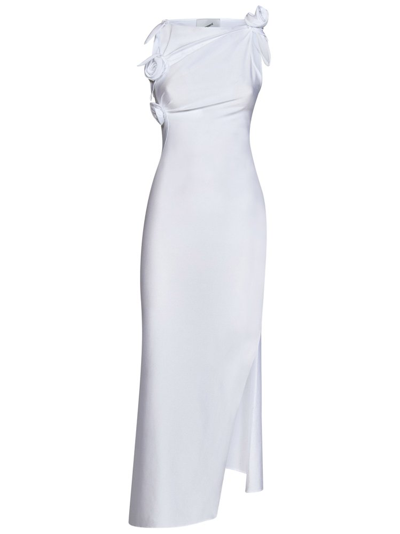 Coperni Flower-embellished Slim-fit Stretch-woven Maxi Dress In Optic White