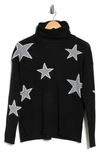 Sweet Romeo Outlined Star Oversized Turtleneck Sweater In Black/ Grey/ White