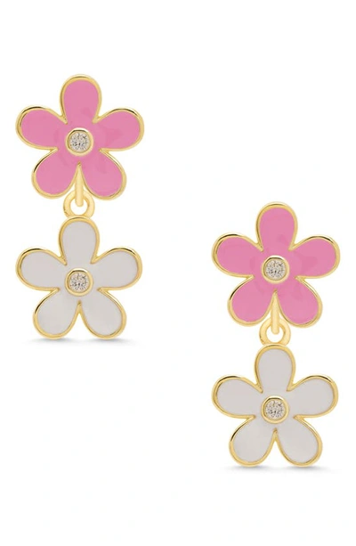 Lily Nily Kids' Double Floral Drop Earrings In Pink/ White