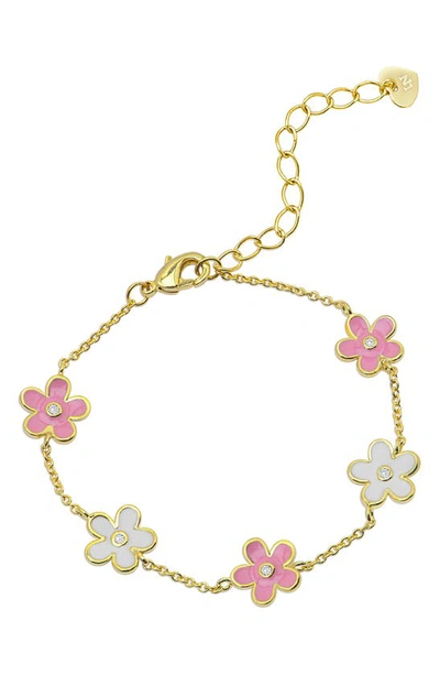 Lily Nily Kids' Floral Station Bracelet In Pink/ White