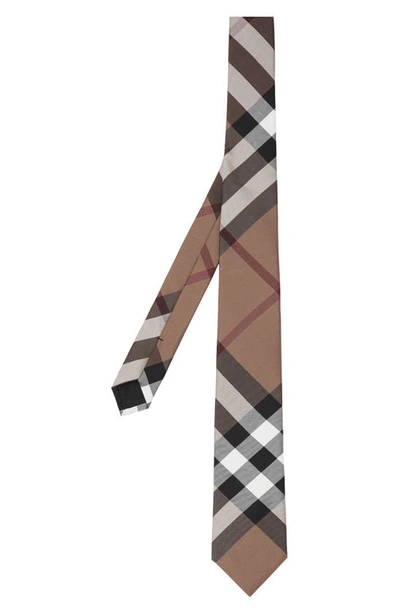 Burberry Exaggerated Check Silk Tie In Birch Brown Ip Check